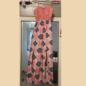 Pink/Coral long dress size 7-9 medium